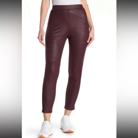 Free People Midnight Burgundy Faux Suede High Rise Ankle Leggings Size S - Picture 1 of 13
